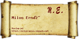 Milos Ernő névjegykártya
