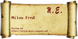 Milos Ernő névjegykártya