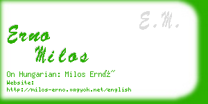 erno milos business card